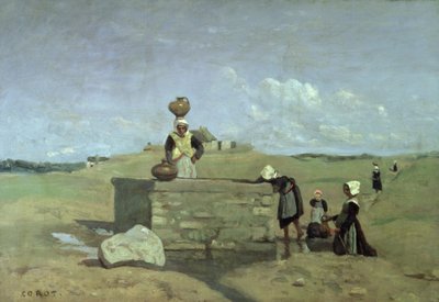 Bretonische Frauen am Brunnen bei Batz, ca. 1842 von Jean Baptiste Camille Corot
